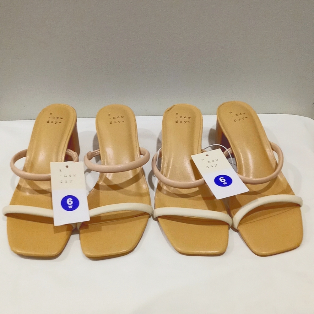 A New Day Neutral Mules with Block Heel | size 6 US